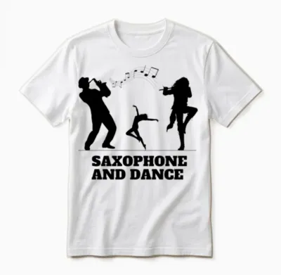 Saxophone and Dance.sax Sillhouet.jazz and Dance. Unisex T-Shirt - White