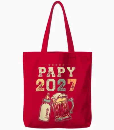 Nouveau Papy 2027 Futur Grand Père Naissance Annonce Tote Bags - Red