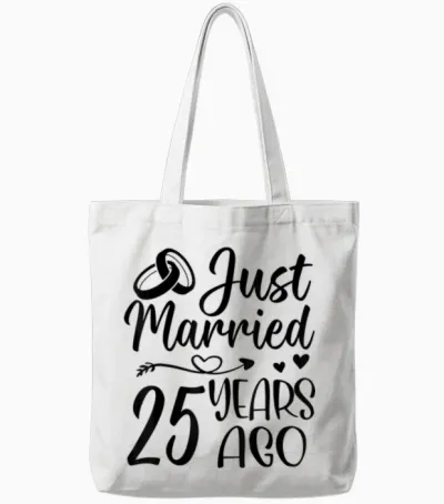 Je Viens De Me Marier Il Y a 25 Ans, 25e Anniversaire De Mariage Du Couple Tote Bags - White