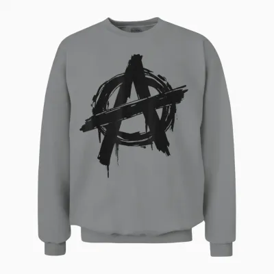 Grunge Anarchy Symbol 2.0 T-Shirt, White, S Unisex Sweatshirt - Sport Grey