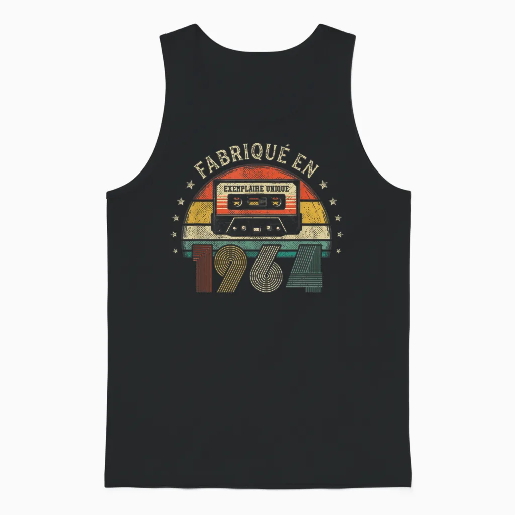Fabriqué En 1964 Vintage Cassette - Cadeau Anniversaire 1964 Unisex Tank Top in Black