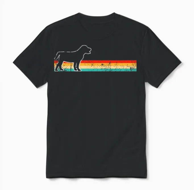 Dog Retro Lovers Unisex T-Shirt in Black