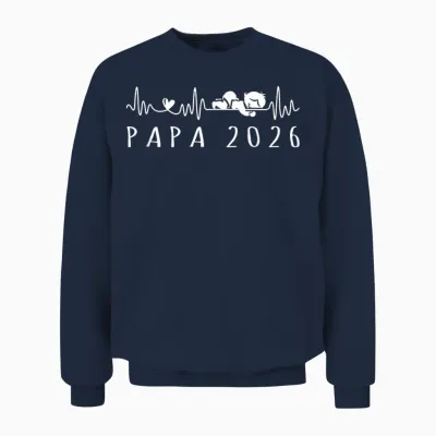 Future Dad 2026 Heartbeat Announcement Pregnancy Unisex Sweatshirt - Navy