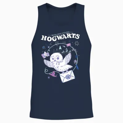 Harry Potter Owl Lettter from Hogwarts T-Shirt, Black Unisex Tank Top - Navy