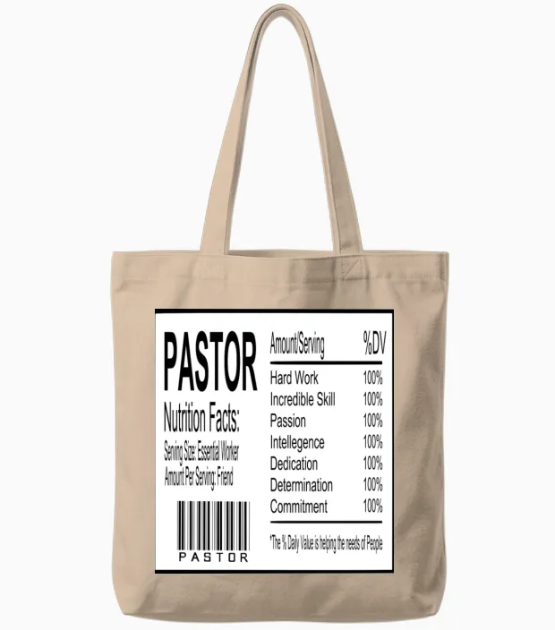 Pastor Nutrition Facts Tote Bags in Natural