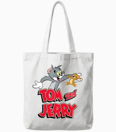 Kids Tom & Jerry Happy Together Tote Bags - White