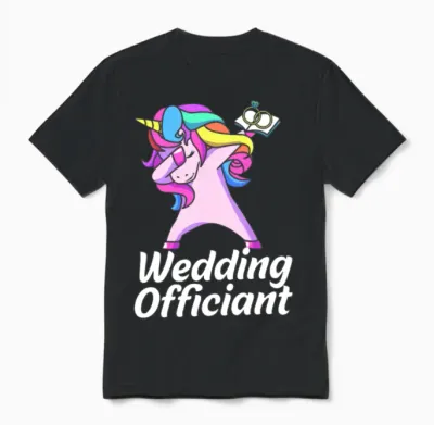 Dabbing Unicorn Wedding Officiant for Women Unisex T-Shirt - Black