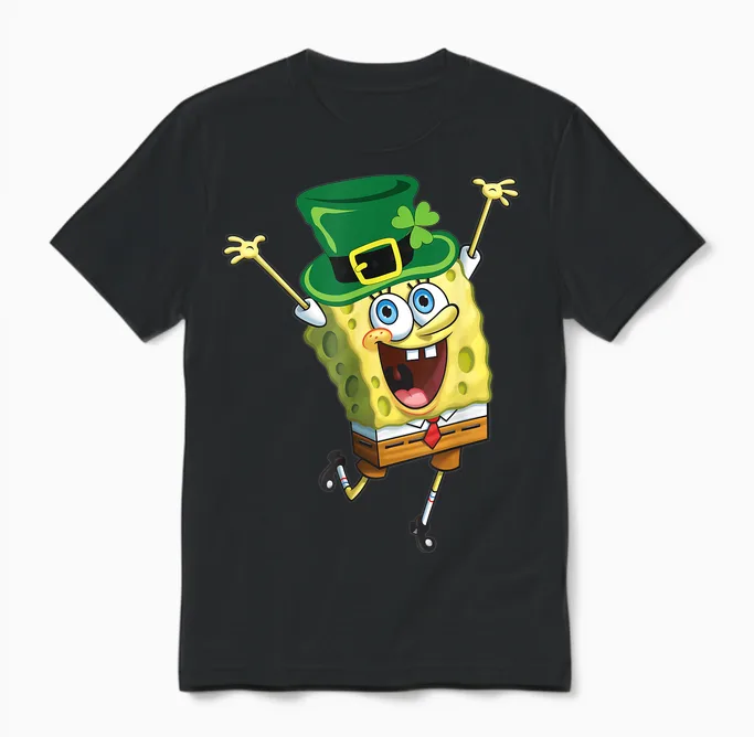 Mademark X Spongebob Squarepants - Spongebob Squarepants St Patricks Day Unisex T-Shirt in Black