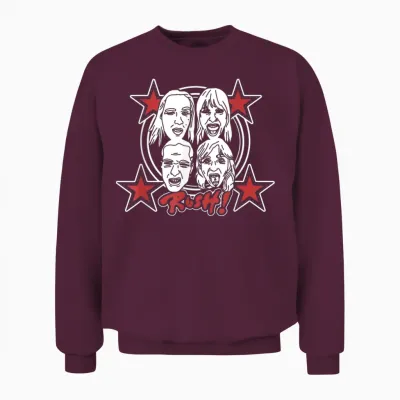 Måneskin Rush! Faces & Red Starz T-Shirt, Black, S Unisex Sweatshirt - Maroon