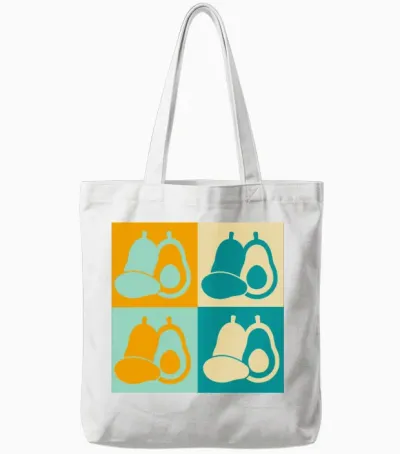 Colorful Retro Avocado Design Tote Bags - White