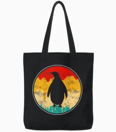 Penguin Retro Tote Bags - Black