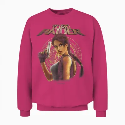 Tomb Raider Lara Croft Portrait with Seal Retro Video Game Unisex Sweatshirt - Heliconia