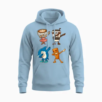 Dabbing Cute Italian Brainrot Meme Character Kids Boys Girls Unisex Hoodie - Light Blue