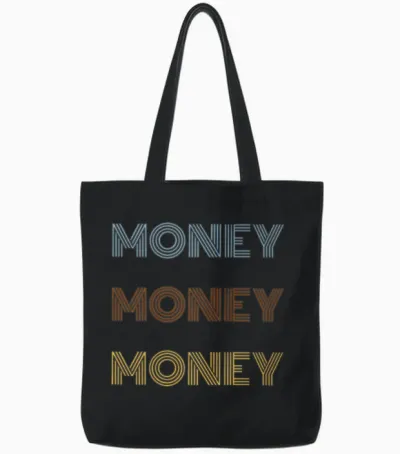 Money Money Money Retro Tote Bags - Black