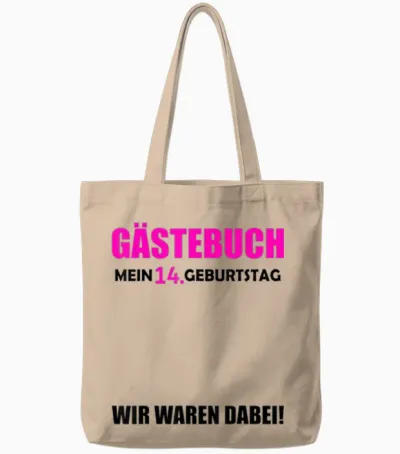 14. Geburtstag Jungen Gäste 14 Jahre 2011 Deko Gästebuch Tote Bags - Natural