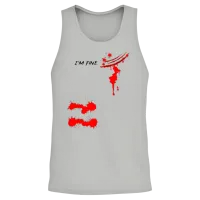 I'm Fine Bloody Hand Bloodstained Blood Splatter Unisex Tank Top - Ash – 2