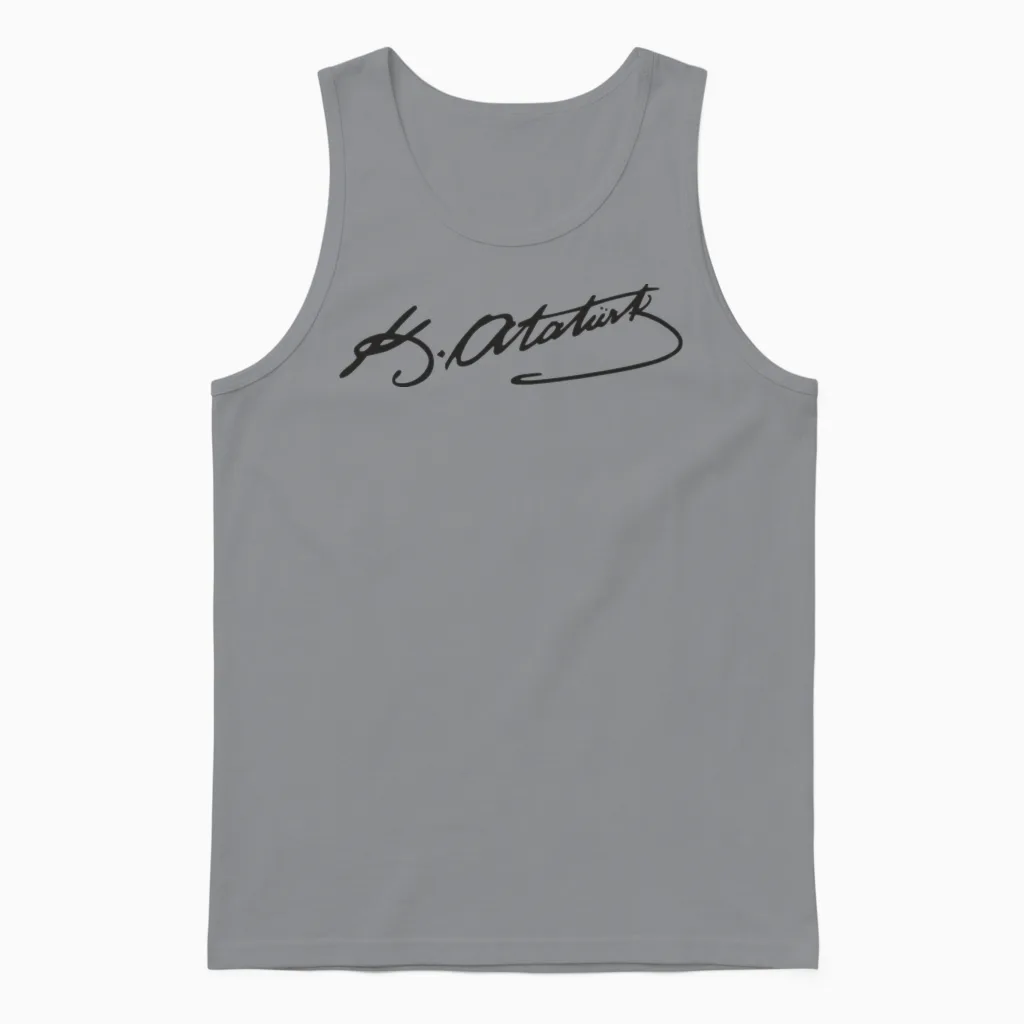 Atatürk Imza Unisex Tank Top in Sport Grey
