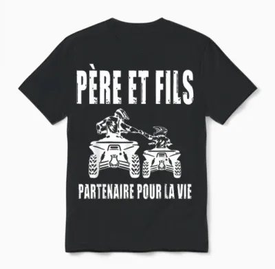 Father and Son Quad Atv Dad Motorcycle Cross Biker Fathers Day Unisex T-Shirt - Black