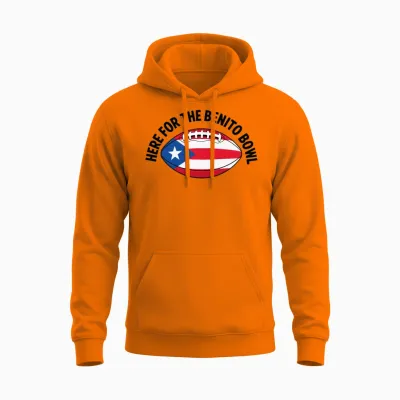 Here for the Benito,puerto Rico Flag Football Ball Unisex Hoodie - Safety Orange