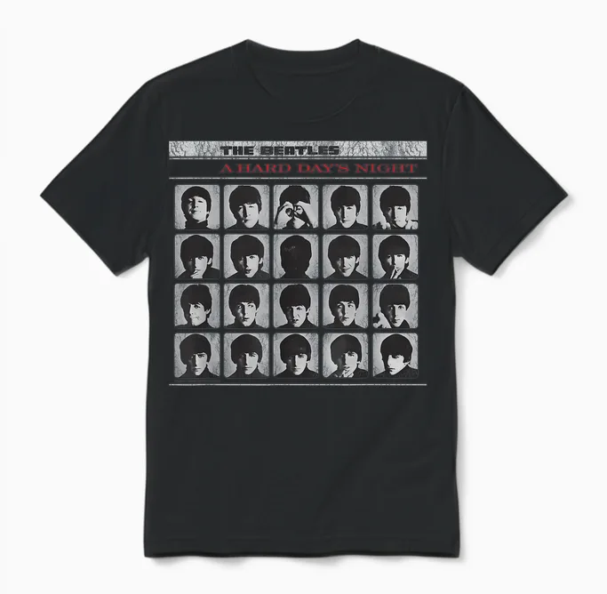 Offizielles the Beatles a Hard Day's Night Band Album Cover Unisex T-Shirt in Black