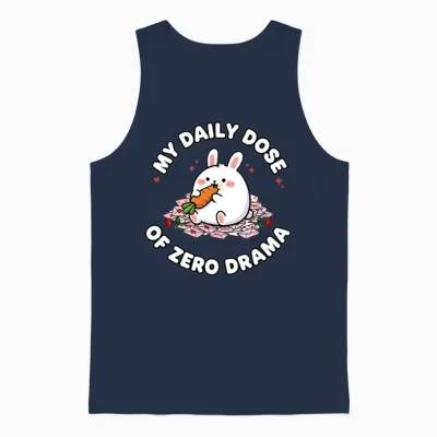 My Daily Dose of Zero Drama (funny Rabbit Edition) Unisex Tank Top - Navy