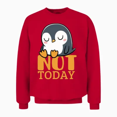 Funny Lazy Penguin Unisex Sweatshirt - Red