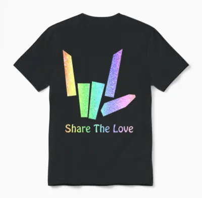 Rainbow Share the Love Unisex T-Shirt - Black