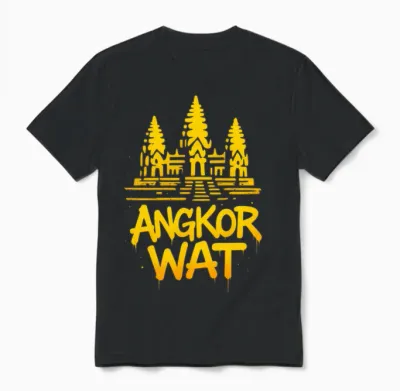 Angkor Wat Cambodge Temple Art Manche Longue Unisex T-Shirt - Black