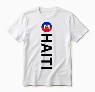 Drapeau Haïti Vertical Unisex T-Shirt - White
