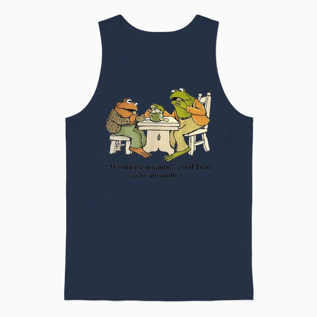 We Must Tee Stop Eating Toad as He Ate Another Frog Men Unisex Tank Top in Navy