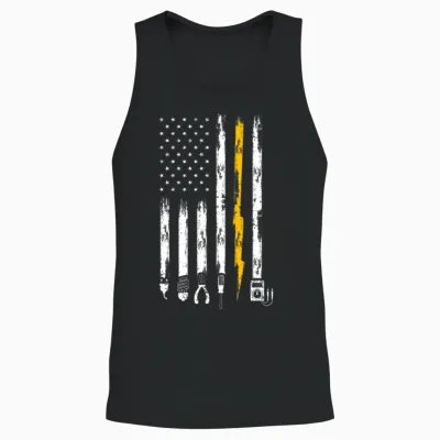 Electrician Us Flag Tools for Electricians Gift Unisex Tank Top - Black