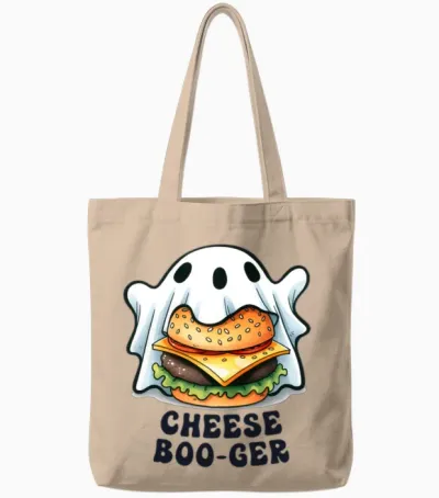 Funny Cheese Burger Tote Bags - Natural