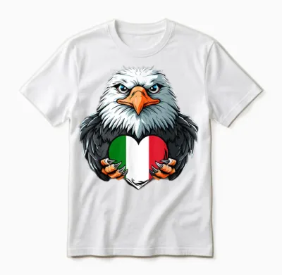 Drapeau Italien Aigle Fierté Italienne Racines Italiennes Drapeau Italie Unisex T-Shirt - White