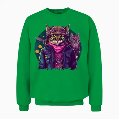 A Cat and an Owl Unisex Sweatshirt - Irish Green