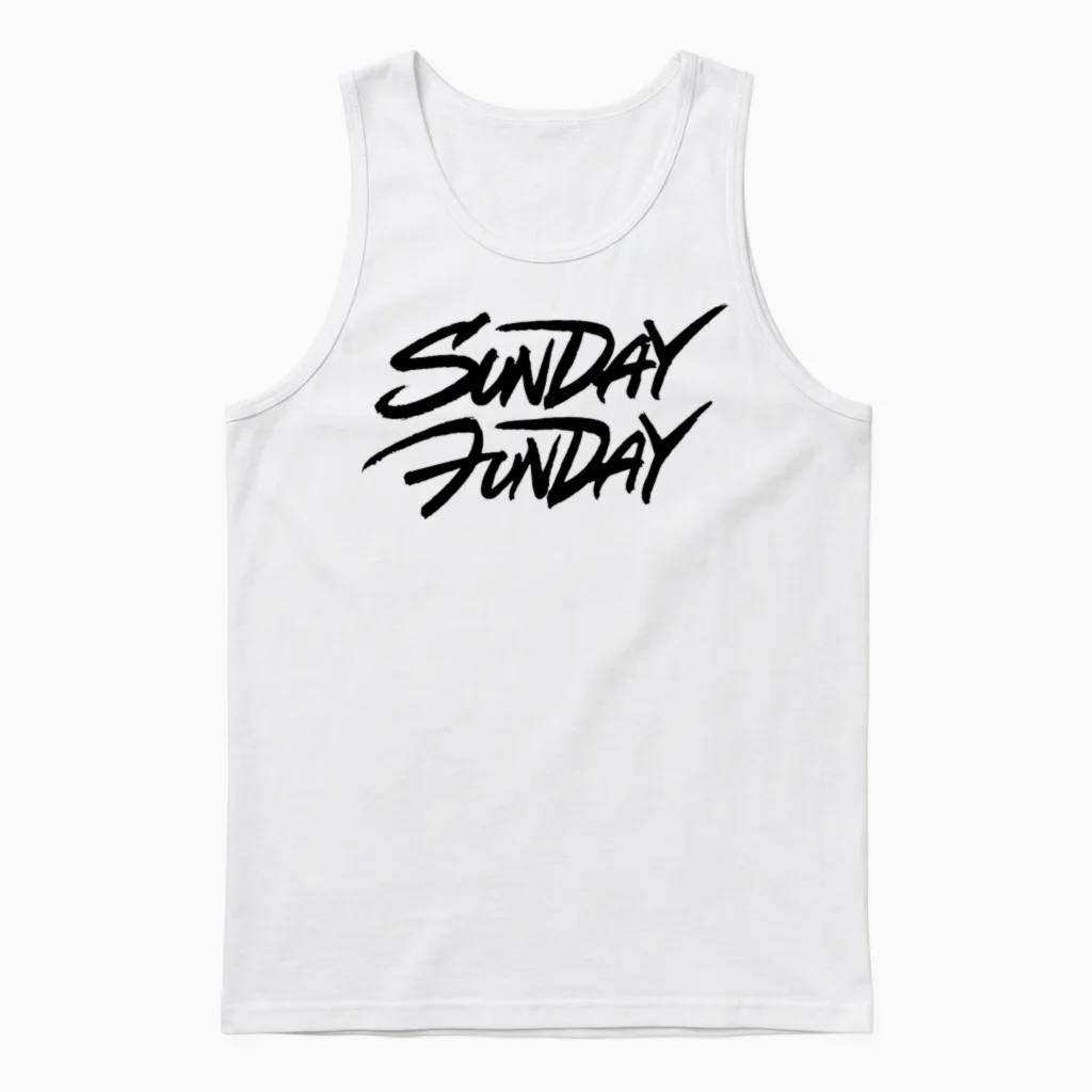 Sunday Funday Unisex Tank Top in White