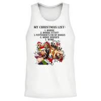 My Christmas List Horse and Wine Funny Horse Unisex Tank Top - White – 2