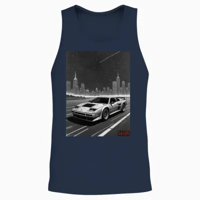 Retro Synthwave Racer Unisex Tank Top - Navy