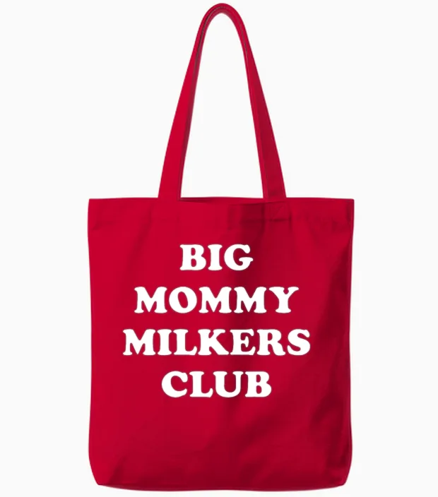 Big Mommy Milkers Club Mom Tote Bags in Red