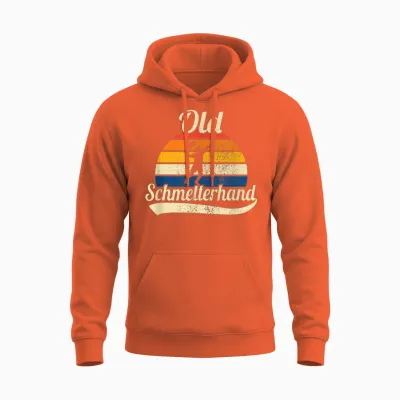 Old Butterfly Hand Retro Tennis T-Shirt, Black Unisex Hoodie - Orange