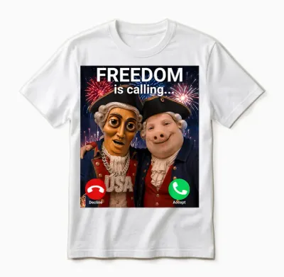 John Pork Fourth of July Tung Tung Tung Sahur Unisex T-Shirt - White