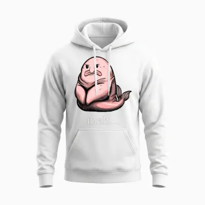Funny Blobfish Unisex Hoodie - White