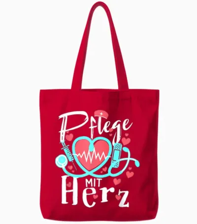 Pflege Mit Herz Pflegekraft Krankenpflege Altenpflege Tote Bags - Red
