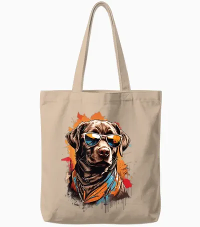 Brauner Labrador Mit Sonnenbrille Tote Bags - Natural