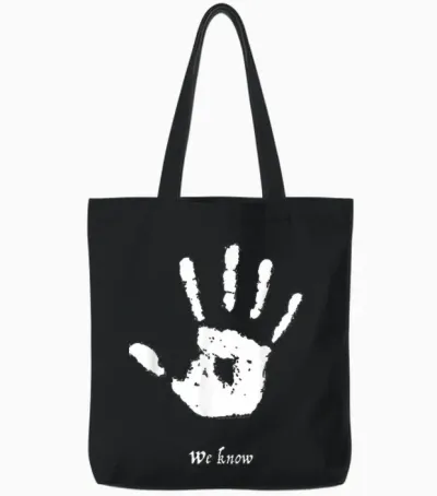 Skyrim We Know Dark Brotherhood Handprint Video Game Tote Bags - Black