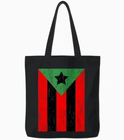 Afro Boricua Flag Puerto Rico Africa Roots Pride Tote Bags - Black