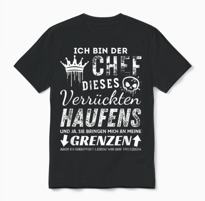 Stolzer Chef Dieses Verrückten Bunen Funny Chef Sayings T-Shirt, Black Unisex T-Shirt in Black