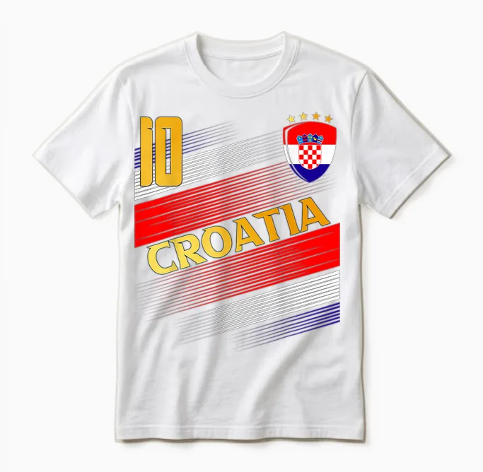 Croatia Flag Lovers of Croatian Pride T-Shirt, Black, S Unisex T-Shirt in White