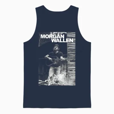 Official Morgan Wallen Guitar Photo Unisex Tank Top - Navy