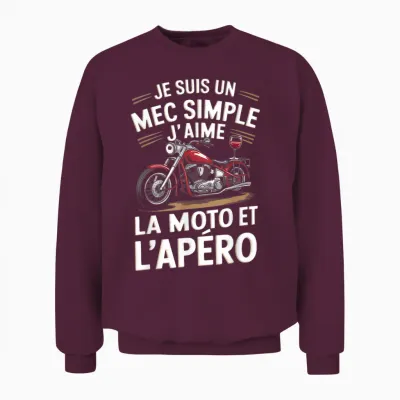 Je Suis Un Mec Simple Motard Cadeau Humour Homme Moto Apéro Unisex Sweatshirt - Maroon