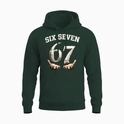 Six Seven 67 Meme Lustiges Zahlen Design Für Kinder Teenager Unisex Hoodie - Forest